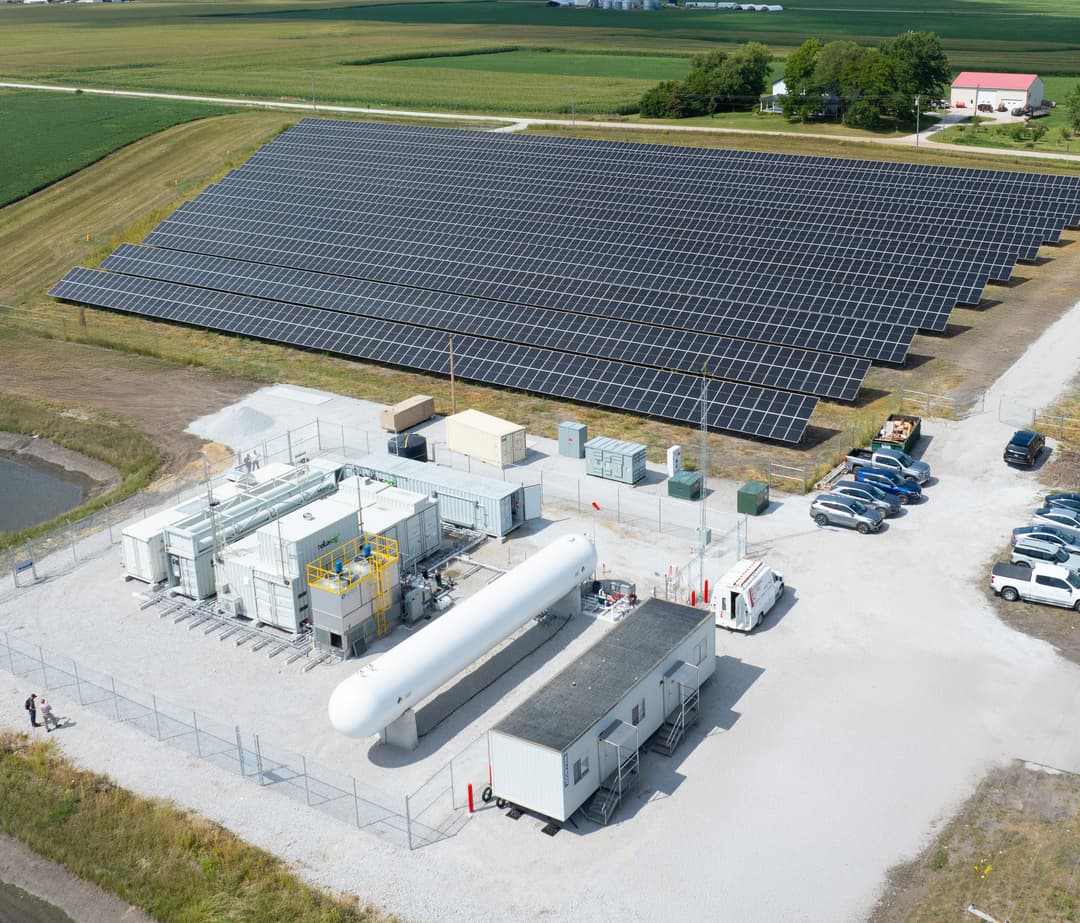 Aerial view of hydrogen tanks
