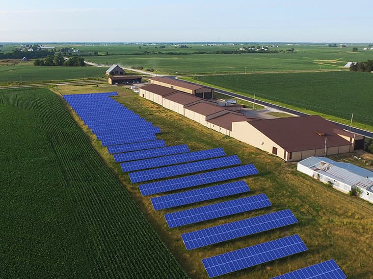 Solar array diagonal in field